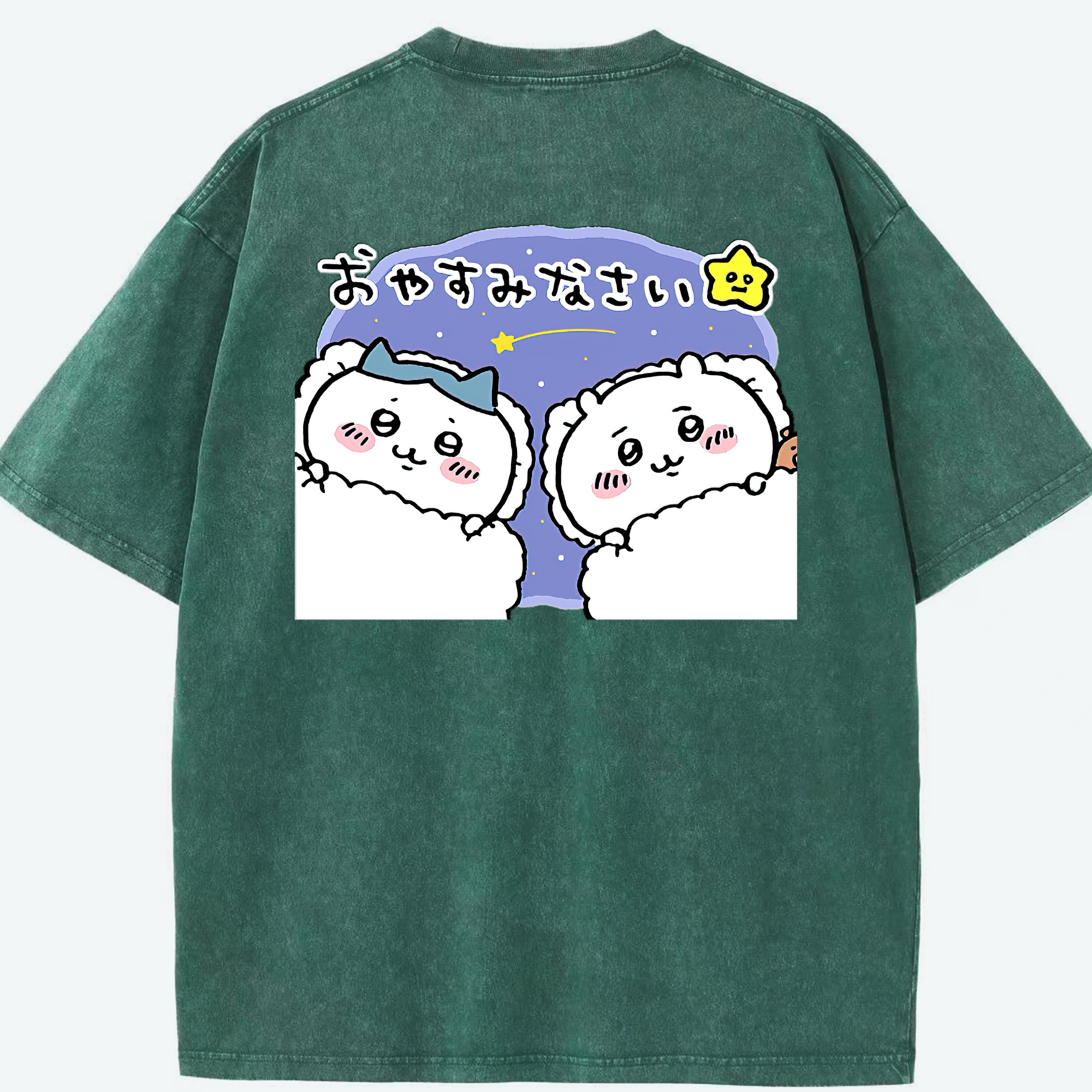 （画像用） ちいかわ ハチワレ Chii-kawa hachiware 綿100% ヴィンテージ風 半袖Tシャツ（背面プリント）